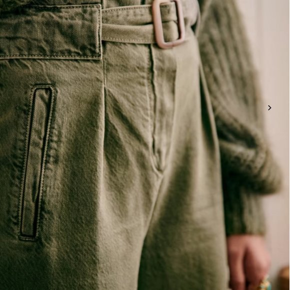 Sézane Olivier Trousers - Olive Green, Size 2 (34) - Picture 3 of 3